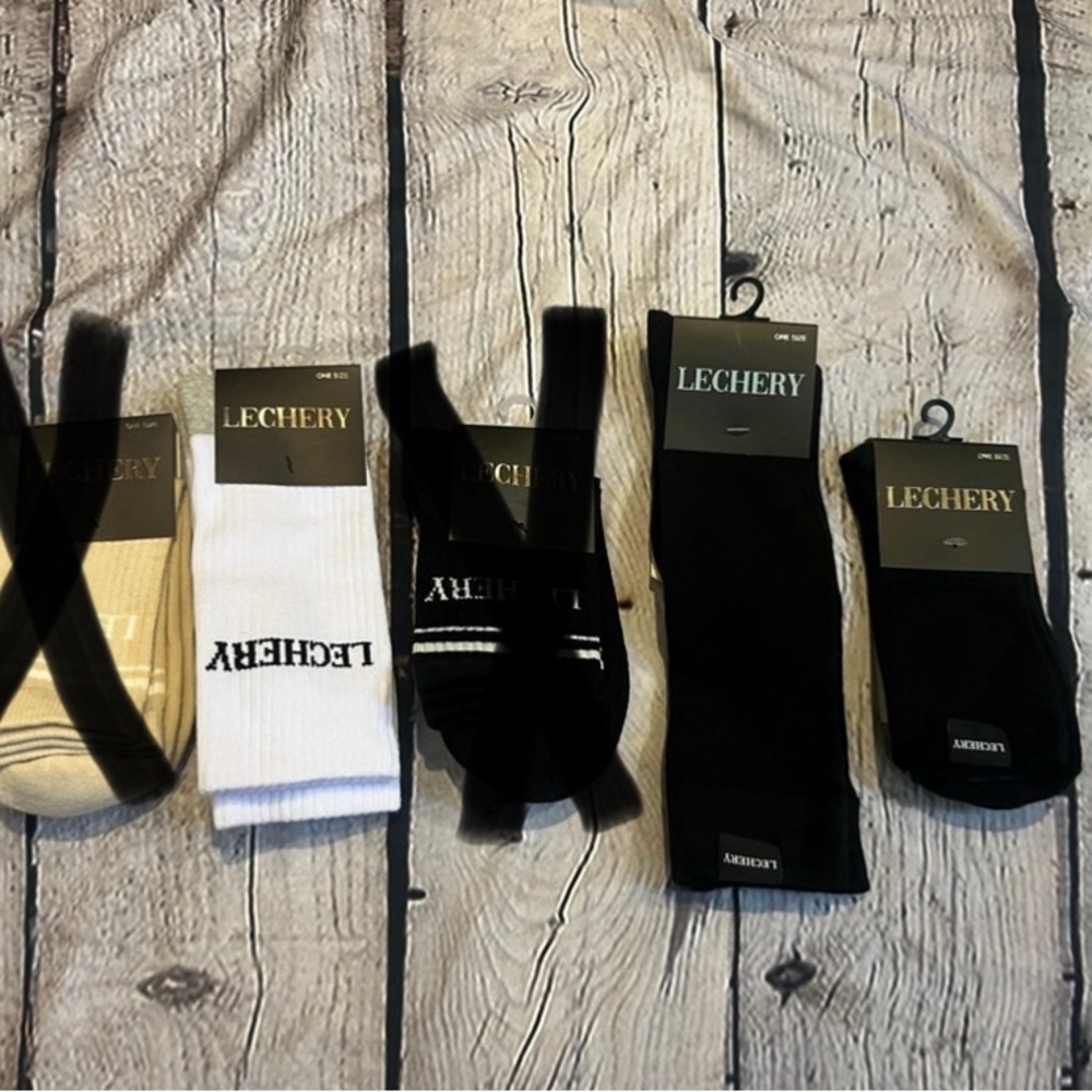 NEW Unisex LECHERY Standard One Size Socks - Black, White  3-Pack